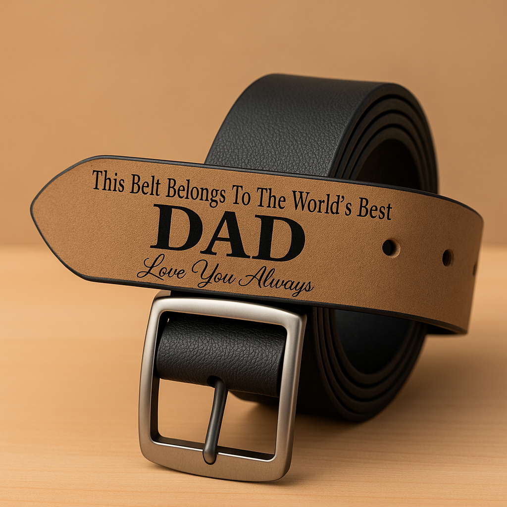 Personalized Leather Belt for Dad – Engraved Message or Initials – Gift for Him Father’s Day Gift Custom Men’s Belt in Brown, Black, or Navy