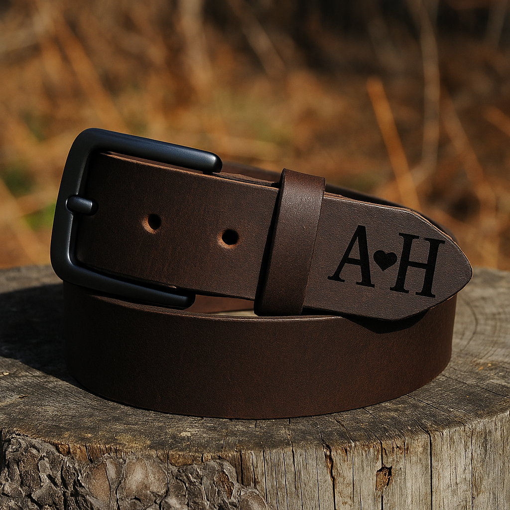Personalized Leather Belt for Dad – Engraved Message or Initials – Gift for Him Father’s Day Gift Custom Men’s Belt in Brown, Black, or Navy