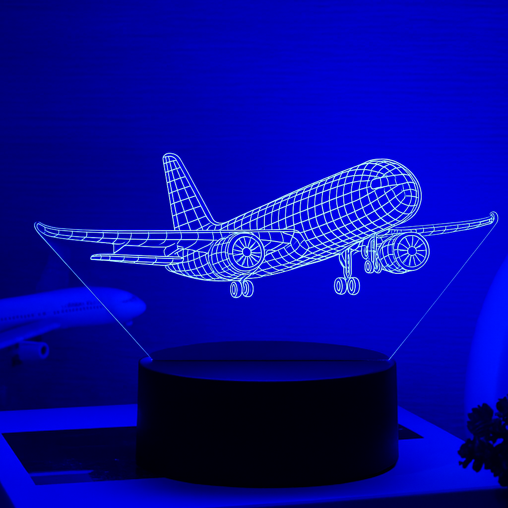 Custom Airplane 3D Night Light – Personalized LED Lamp with Name | Pilot Gift | Aviation Decor | Plane Lover Gift | USB Powered