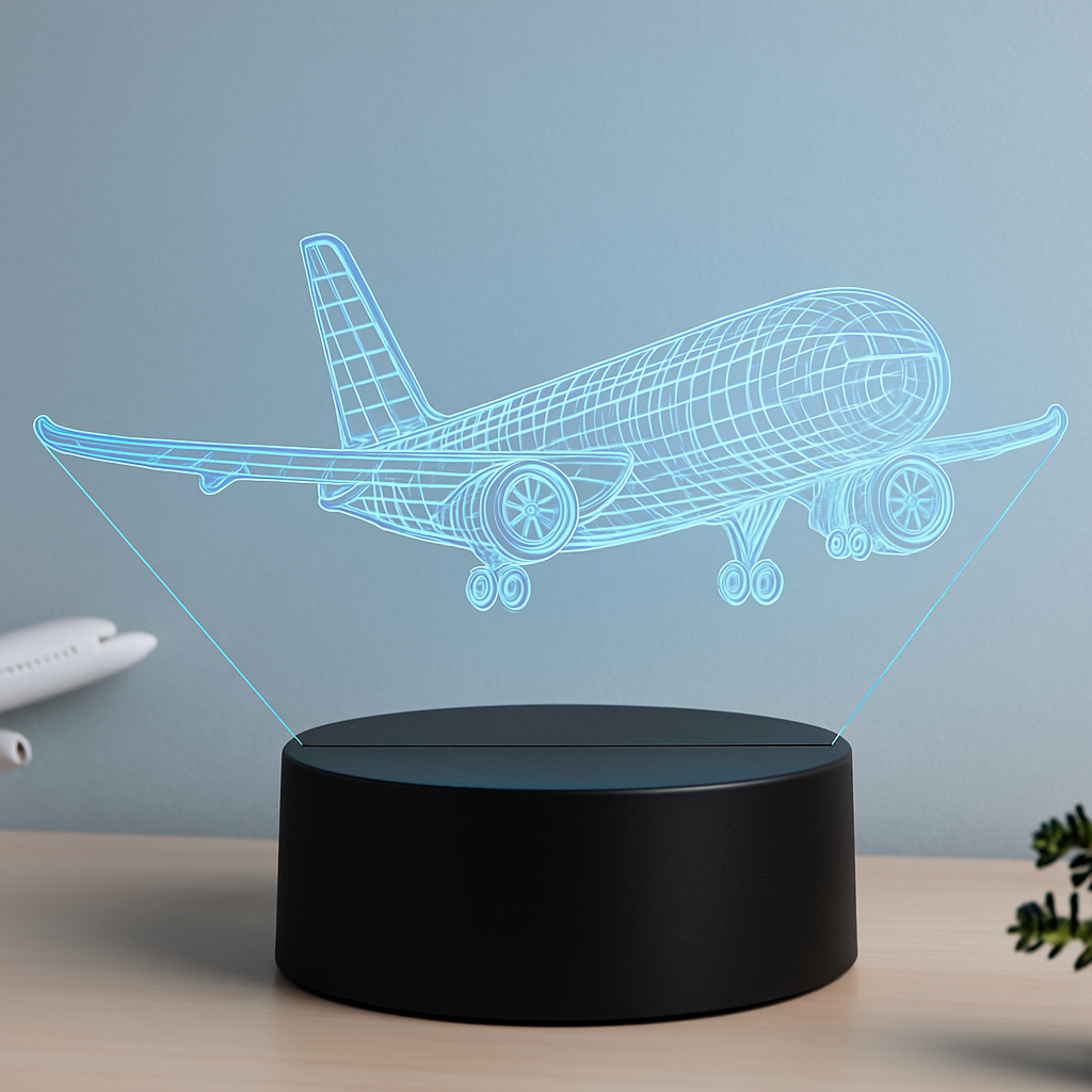 Custom Airplane 3D Night Light – Personalized LED Lamp with Name | Pilot Gift | Aviation Decor | Plane Lover Gift | USB Powered