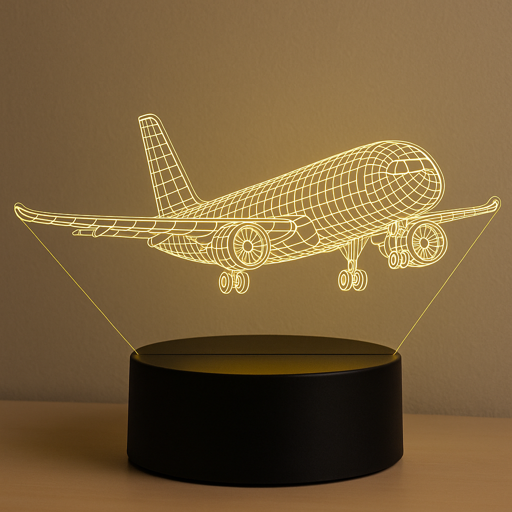 Custom Airplane 3D Night Light – Personalized LED Lamp with Name | Pilot Gift | Aviation Decor | Plane Lover Gift | USB Powered