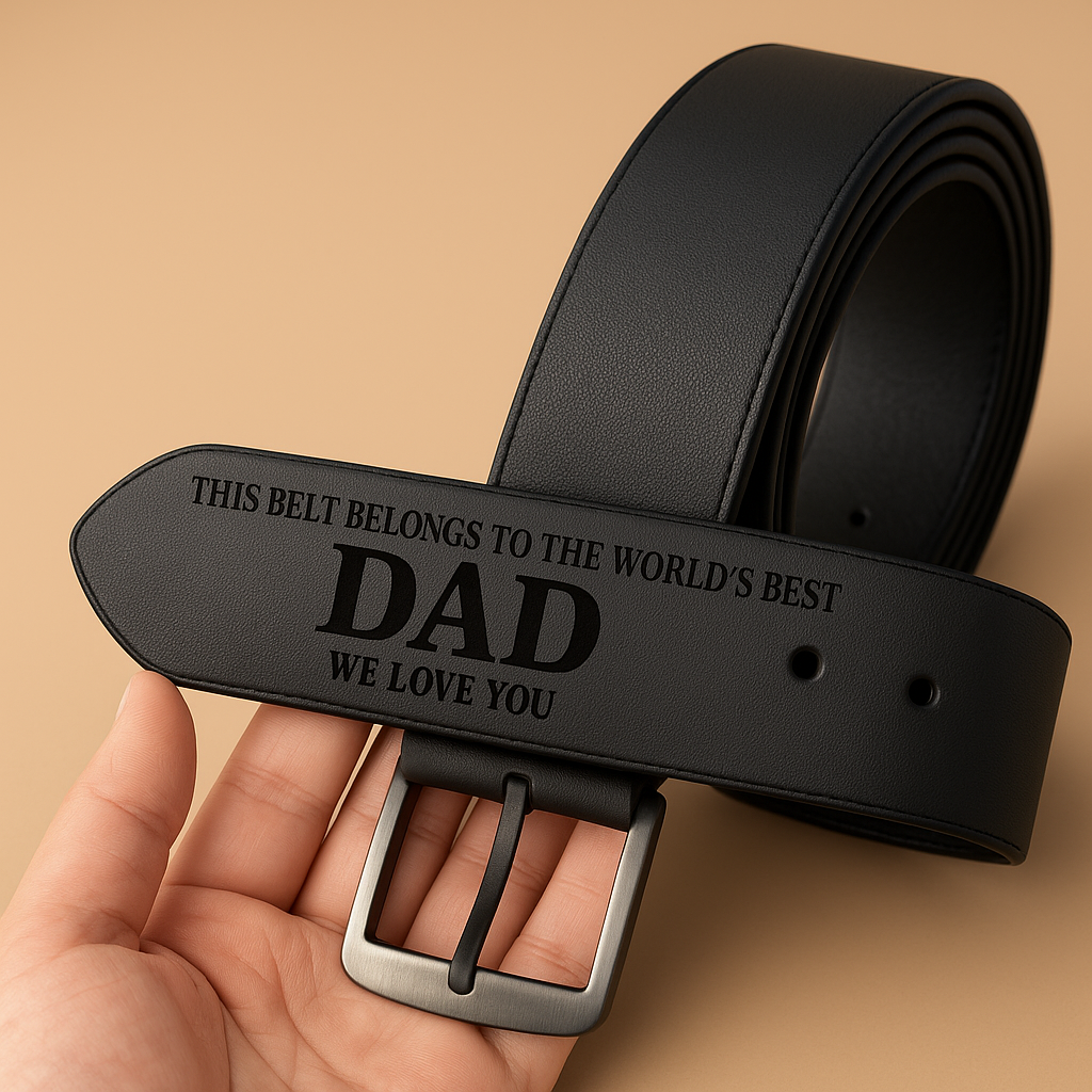 Personalized Leather Belt for Dad – Engraved Message or Initials – Gift for Him Father’s Day Gift Custom Men’s Belt in Brown, Black, or Navy