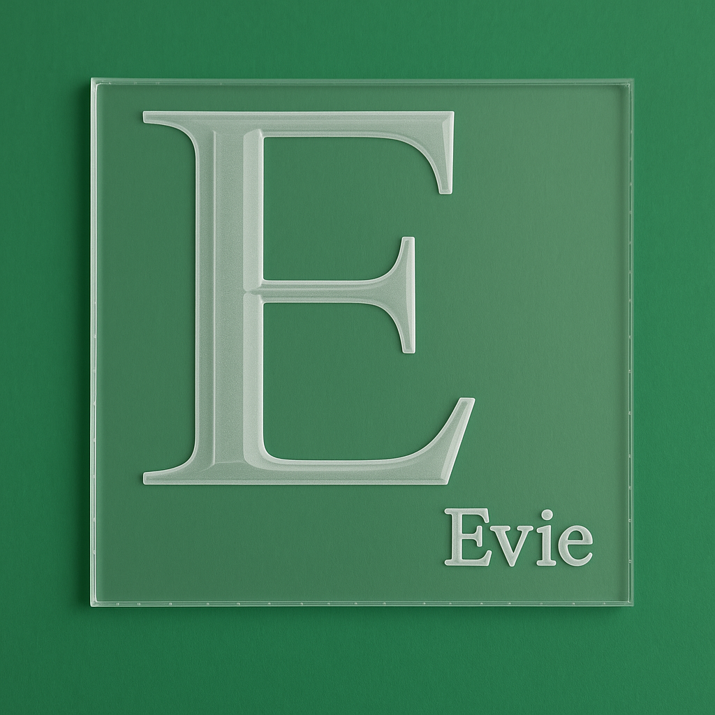 Custom Initial Name Coaster – Laser Engraved Glass Look Acrylic – Personalised Gift for Home, Wedding, Birthday, Office Desk