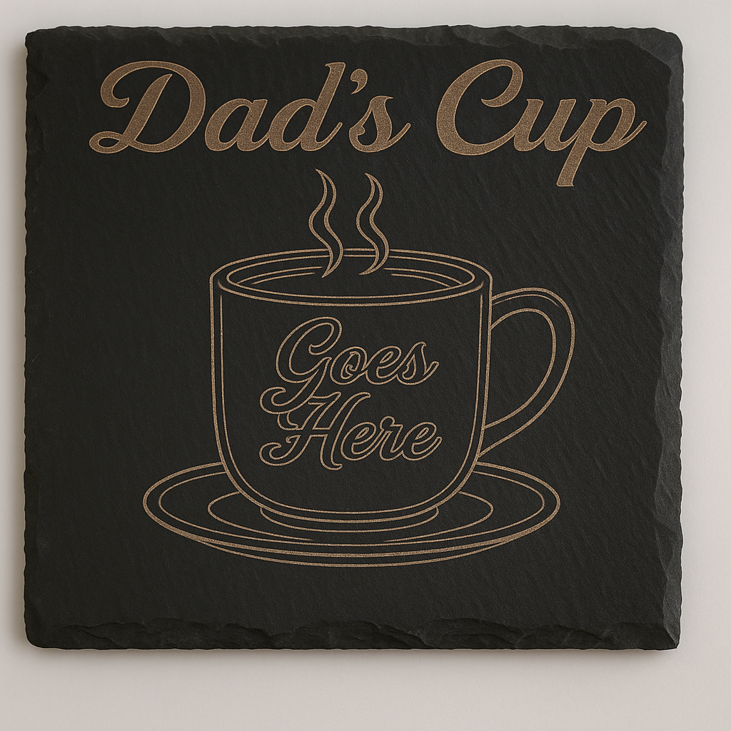 Personalized Slate Coaster with Name – Custom Engraved Drink, Coffee, Beer or Wine Coaster – Rustic Gift for Him, Dad, Home Bar Decor