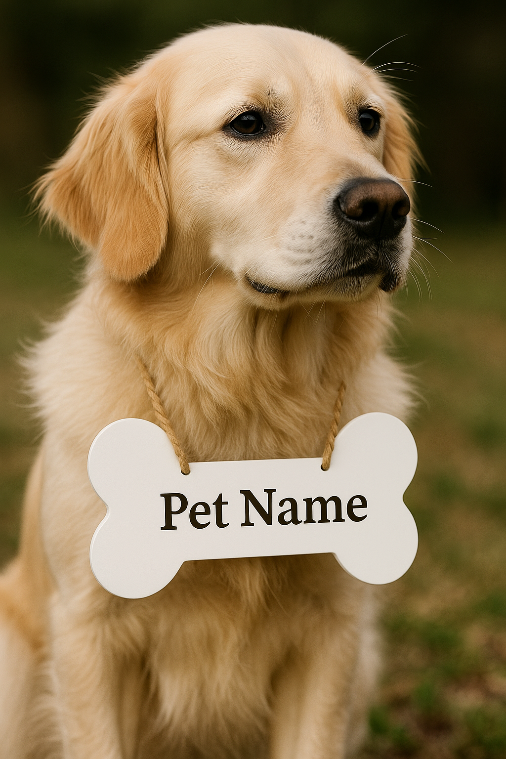 Custom Dog Bone Name Sign – White MDF Pet Tag for Wall or Collar