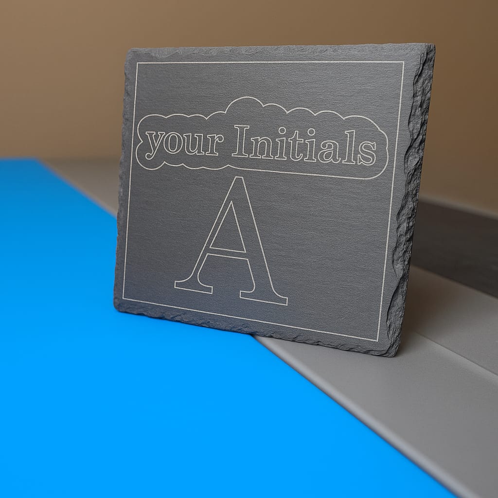 Personalised Slate Coaster with Initial & Name – Laser Engraved Gift for Wedding, Birthday, Anniversary Christmas Present