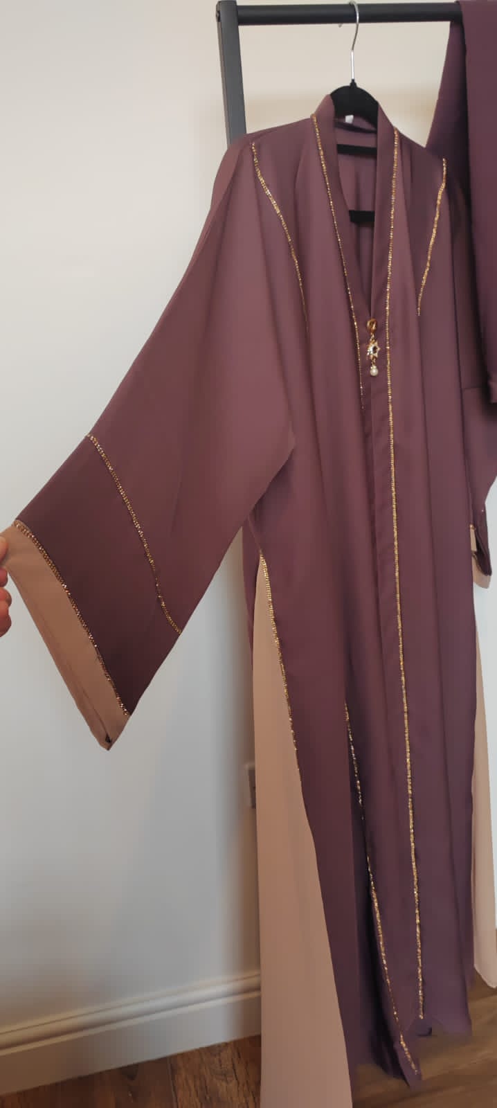 Brown Abaya Muslim dress, close abaya ,kaftan abaya , Long Sleeve Middle East Arabian Robe with Hijab ,Eid Abaya, Hajj Abaya