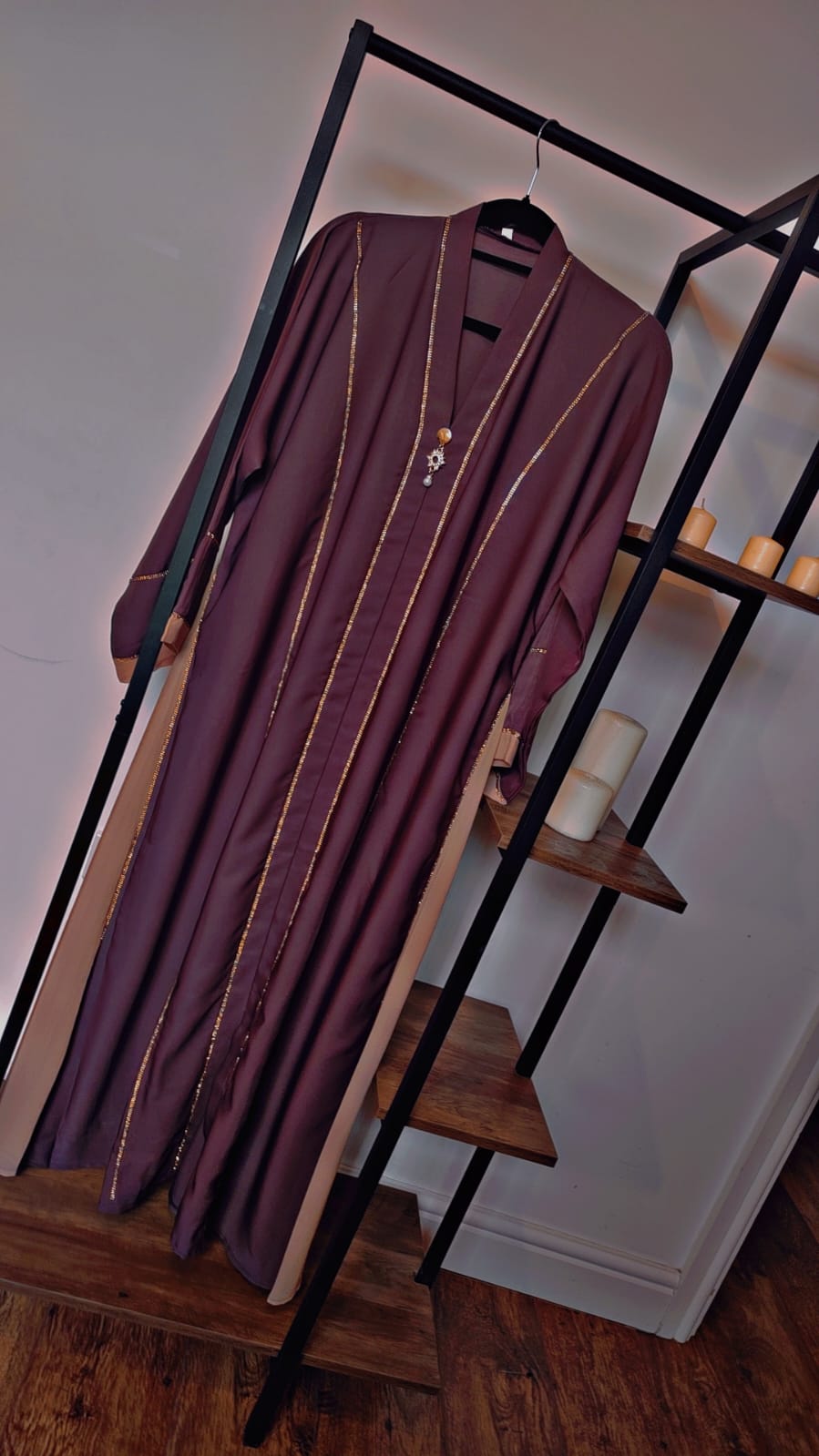 Brown Abaya Muslim dress, close abaya ,kaftan abaya , Long Sleeve Middle East Arabian Robe with Hijab ,Eid Abaya, Hajj Abaya