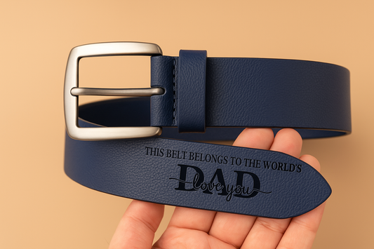 Personalized Leather Belt for Dad – Engraved Message or Initials – Gift for Him Father’s Day Gift Custom Men’s Belt in Brown, Black, or Navy