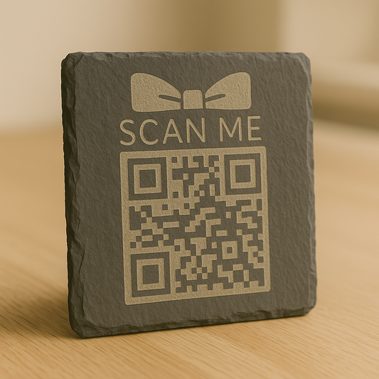 Personalized Slate Coaster with Custom QR Code for Hidden Messages, Laser Engraved Gift for Wedding, Birthday, Anniversary & Christmas