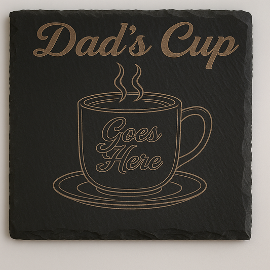 Personalized Slate Coaster with Name – Custom Engraved Drink, Coffee, Beer or Wine Coaster – Rustic Gift for Him, Dad, Home Bar Decor