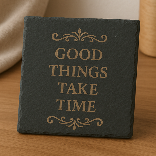 Personalised Engraved Slate Coaster – Romantic Gift for Anniversary, Wedding, Valentine’s Day – Custom Love Quote Keepsake
