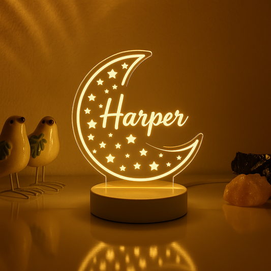 Personalized Night Light with Moon & Stars - Nursery Decor - Custom Name Light Night Gift - Kids Room Decor - Personalized Gifts for Kids