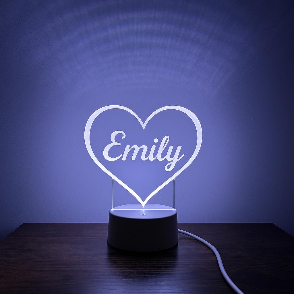 Custom LED Desk Name Plate: Engraved Acrylic Teacher Sign
