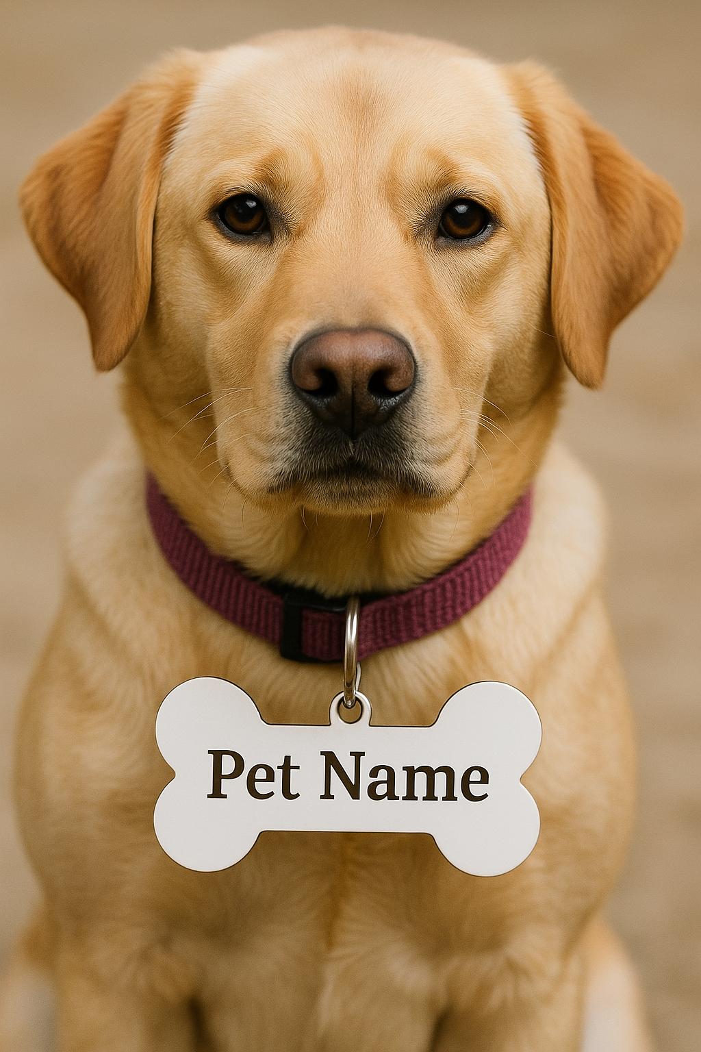Personalized Dog Bone Name Sign: Engraved White MDF Pet Tag