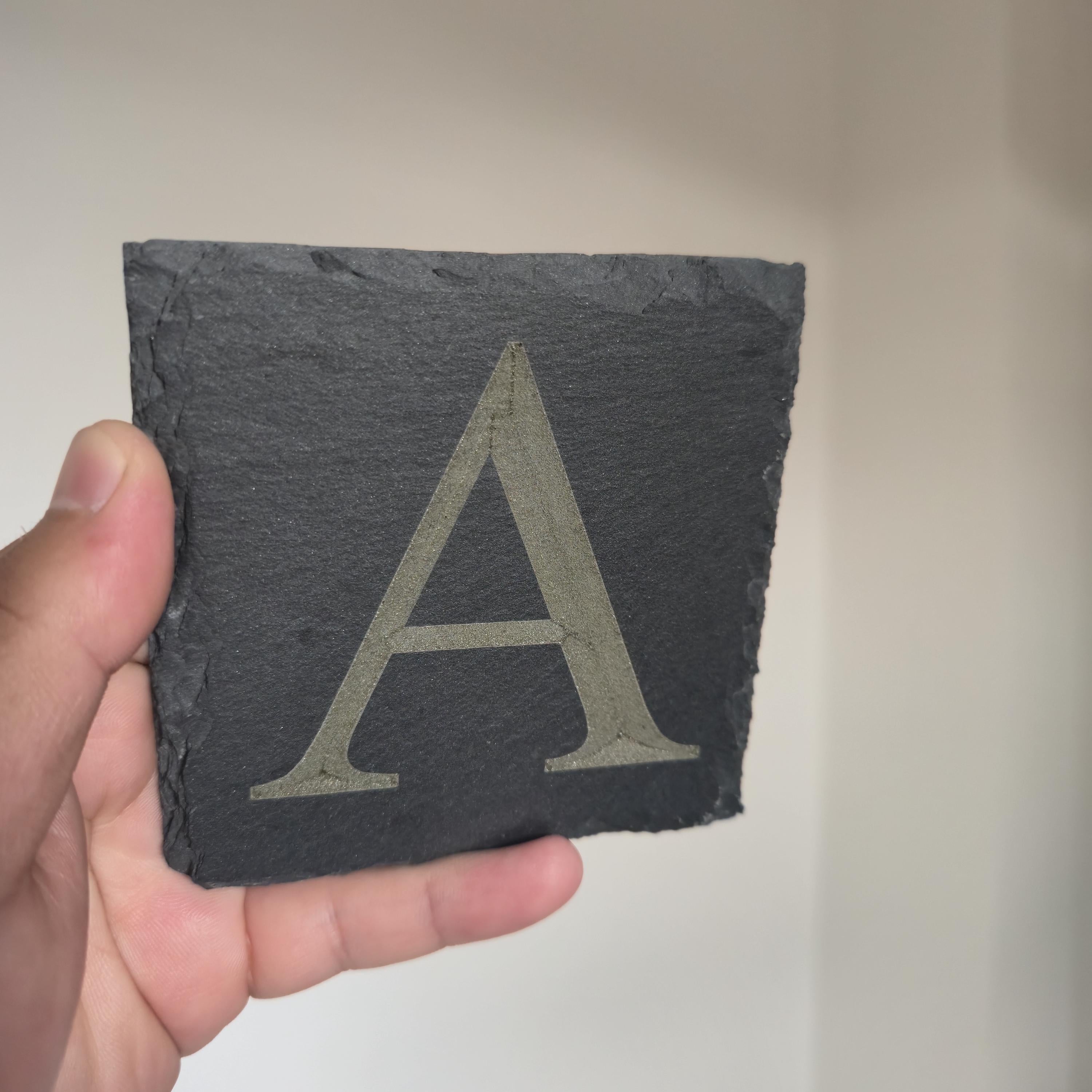 Personalized Slate Coaster: Laser Engraved Initial & Name