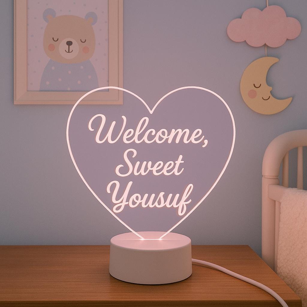 Custom LED Desk Name Plate: Engraved Acrylic Teacher Sign