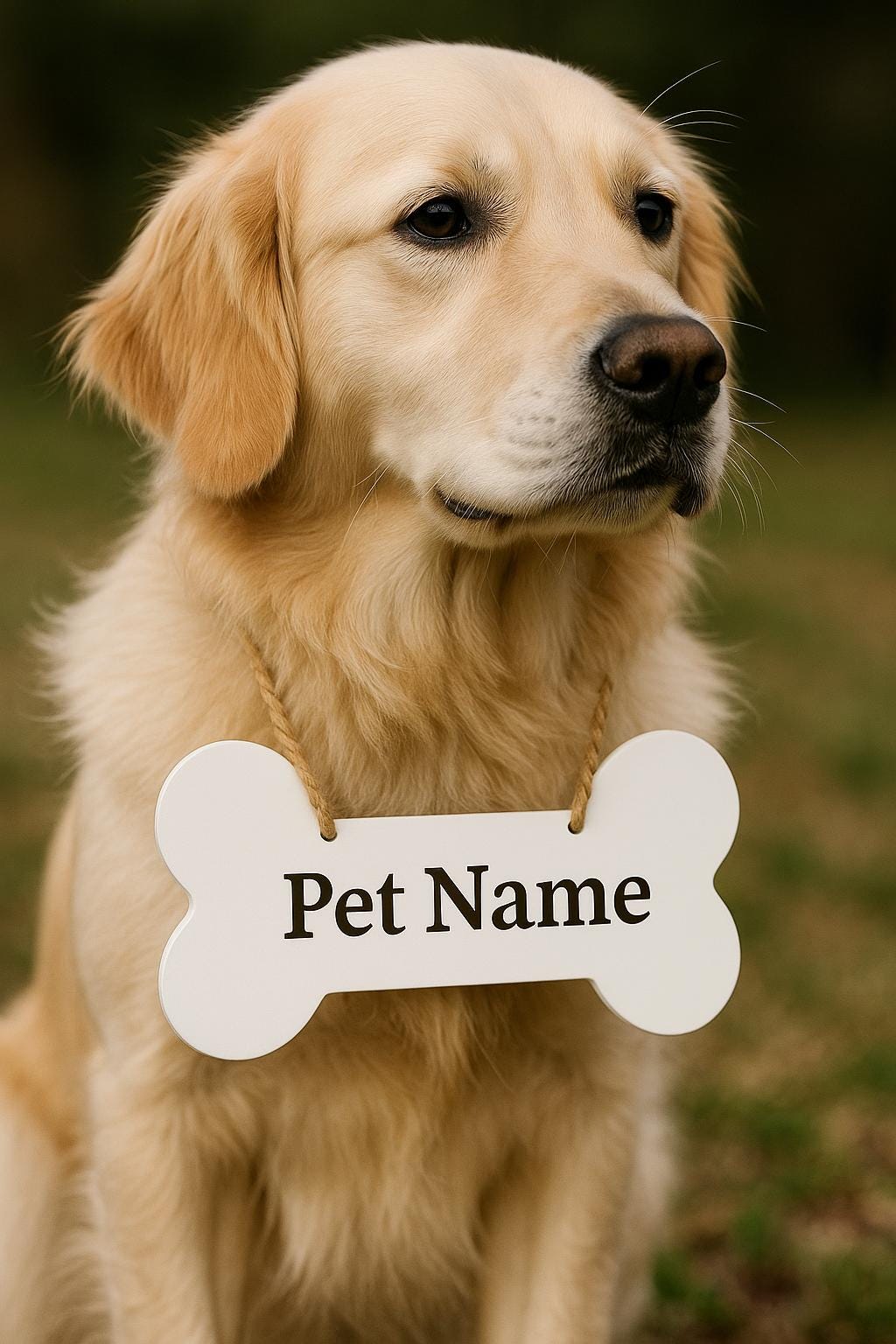 Personalized Dog Bone Name Sign: Engraved White MDF Pet Tag
