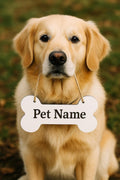 Personalized Dog Bone Name Sign: Engraved White MDF Pet Tag