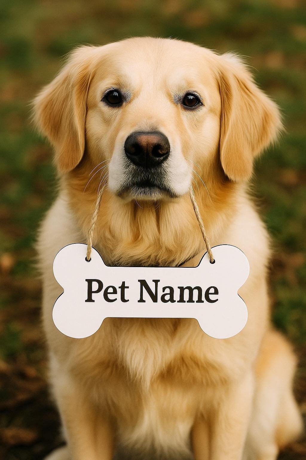 Personalized Dog Bone Name Sign: Engraved White MDF Pet Tag