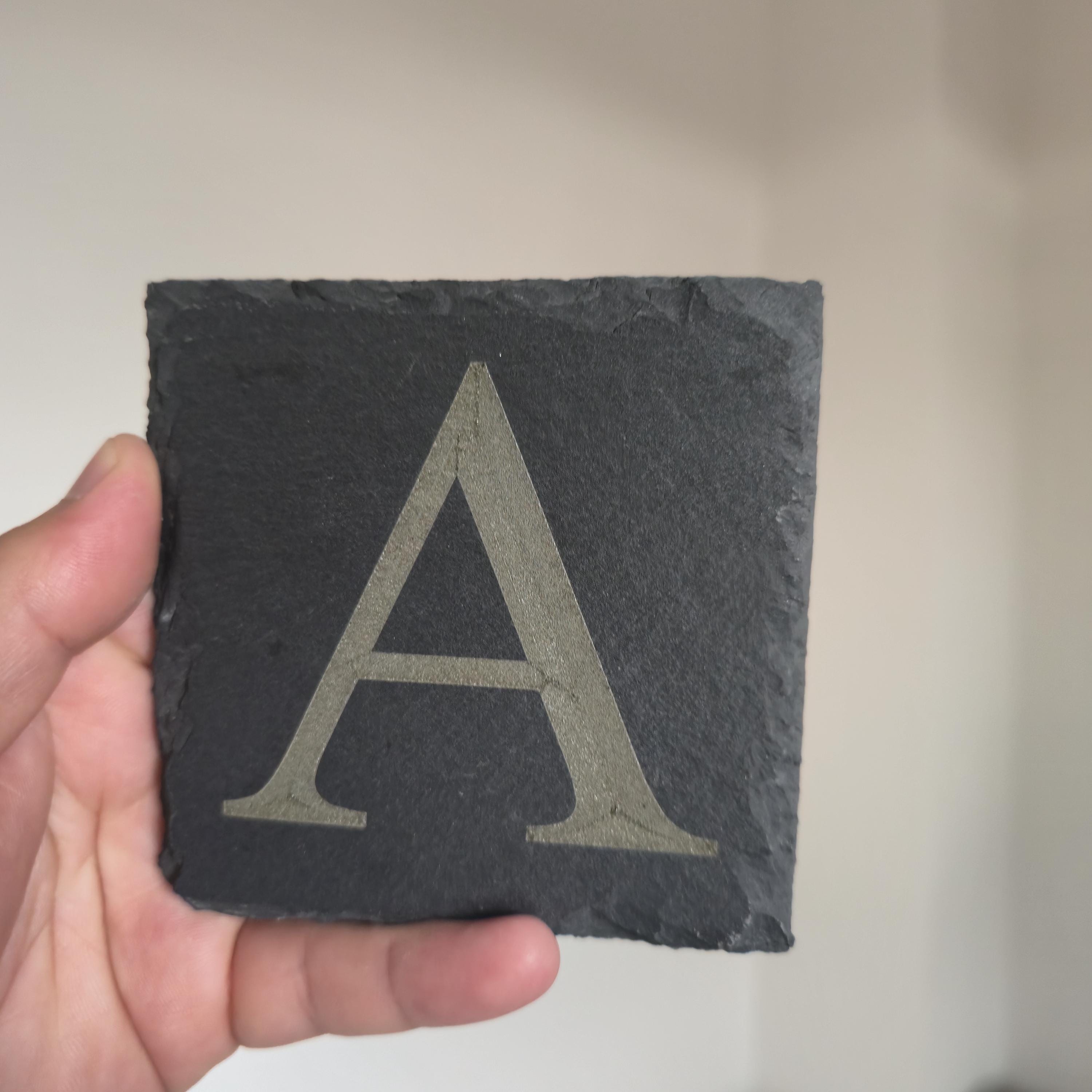 Personalized Slate Coaster: Laser Engraved Initial & Name