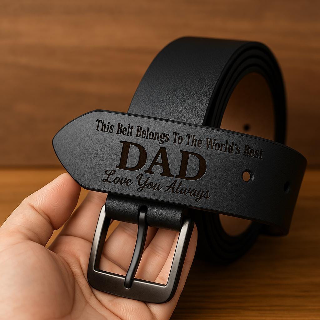 Personalized Black Leather Belt, Custom Engraved Anniversary Gift