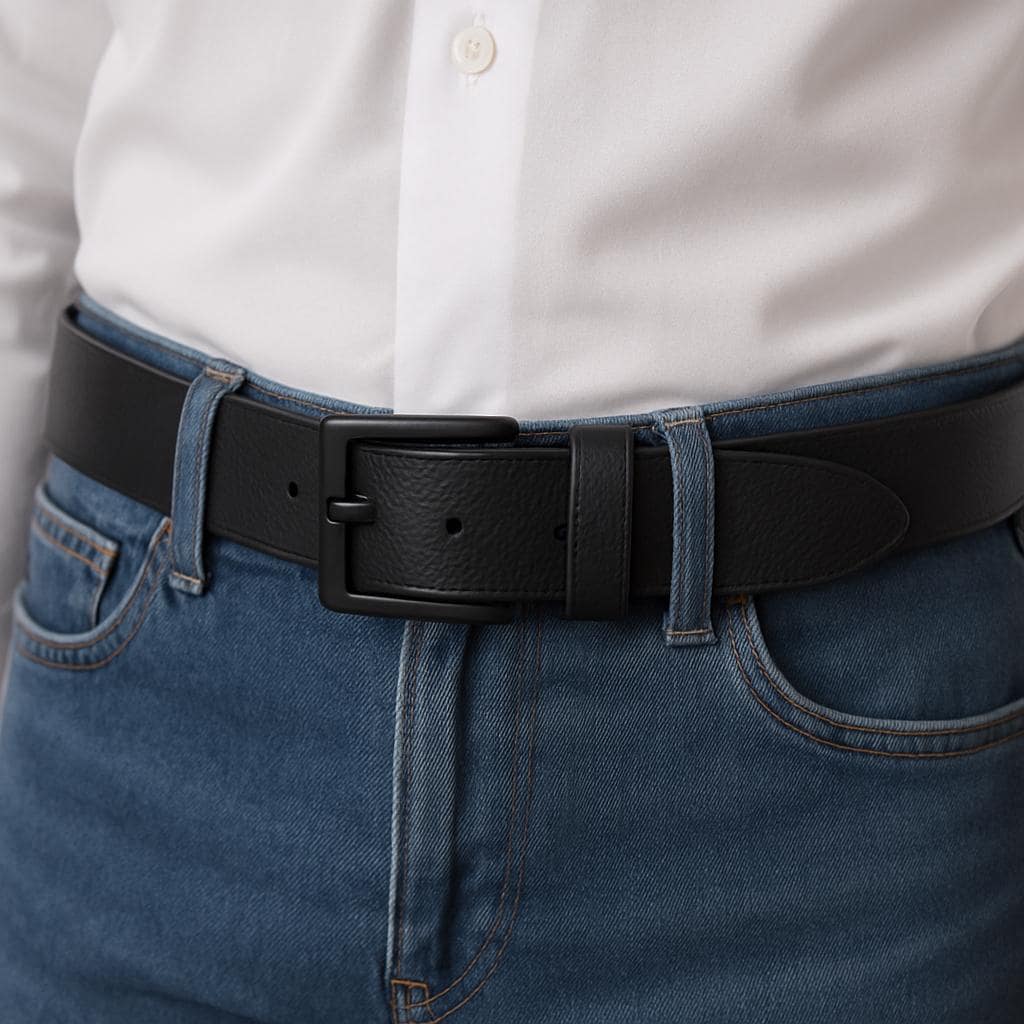 Personalized Black Leather Belt, Custom Engraved Anniversary Gift