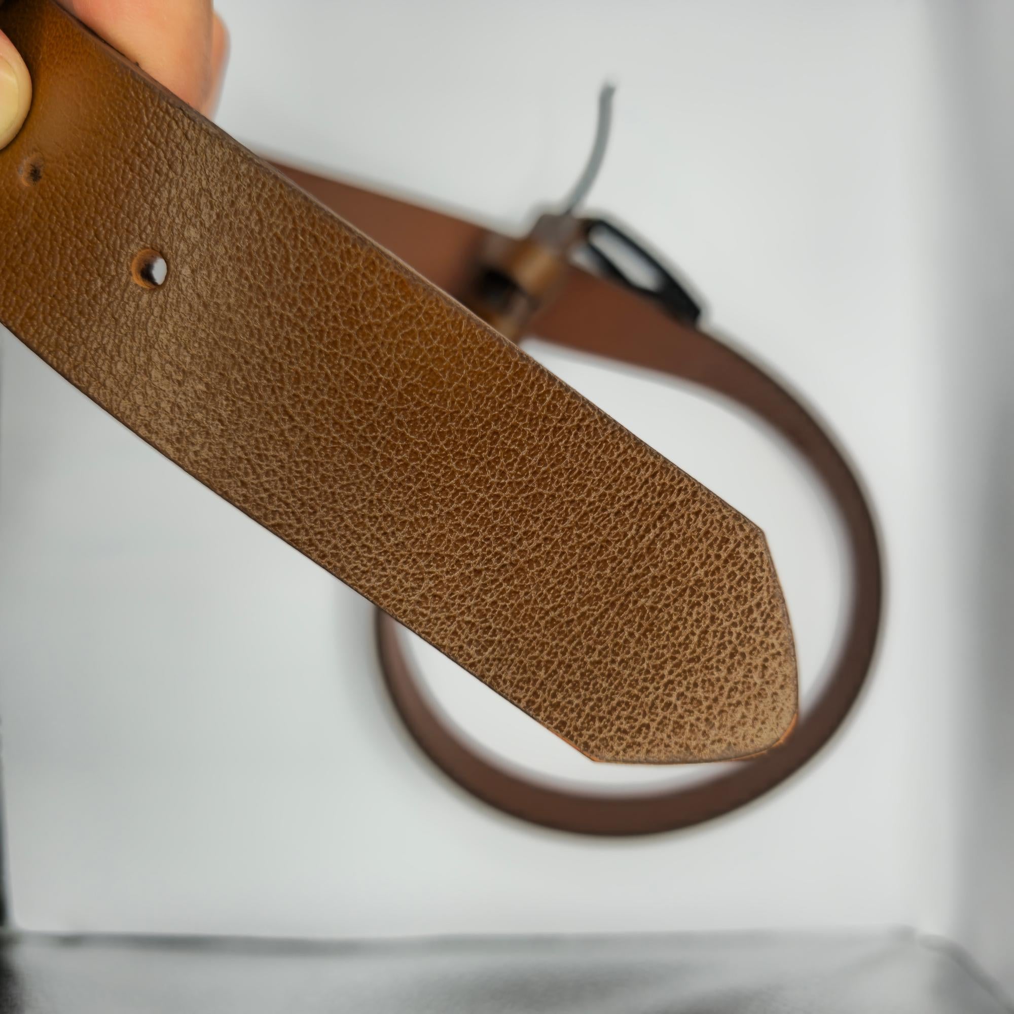 Personalized Full-Grain Leather Belt: Custom Initials, Matte Black Buckle