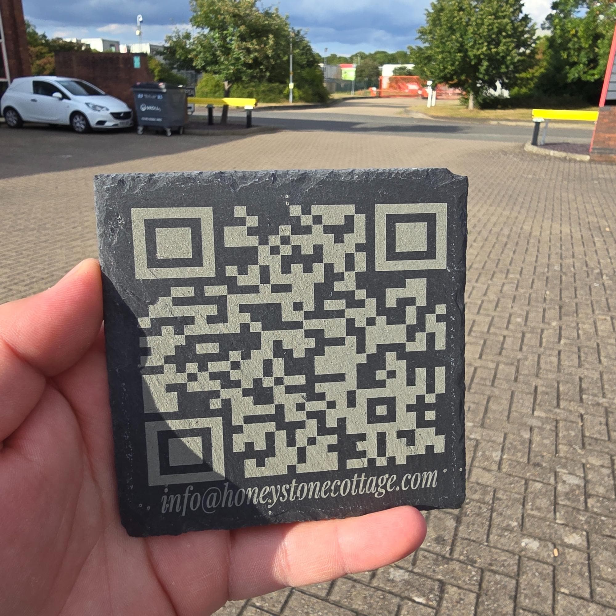 Engraved WiFi QR Code Slate Coaster – Scan to Connect
