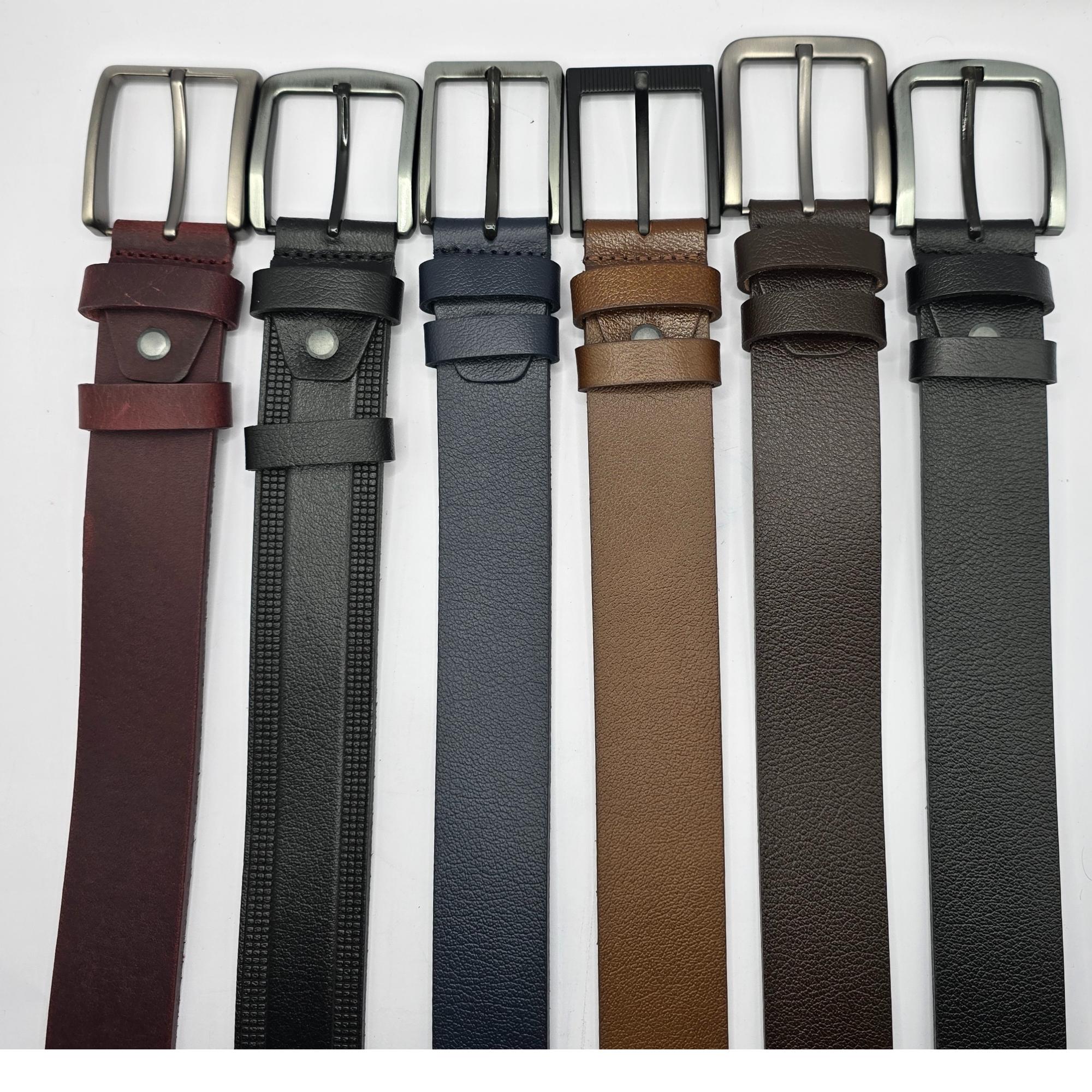 Personalized Full-Grain Leather Belt: Custom Initials, Matte Black Buckle