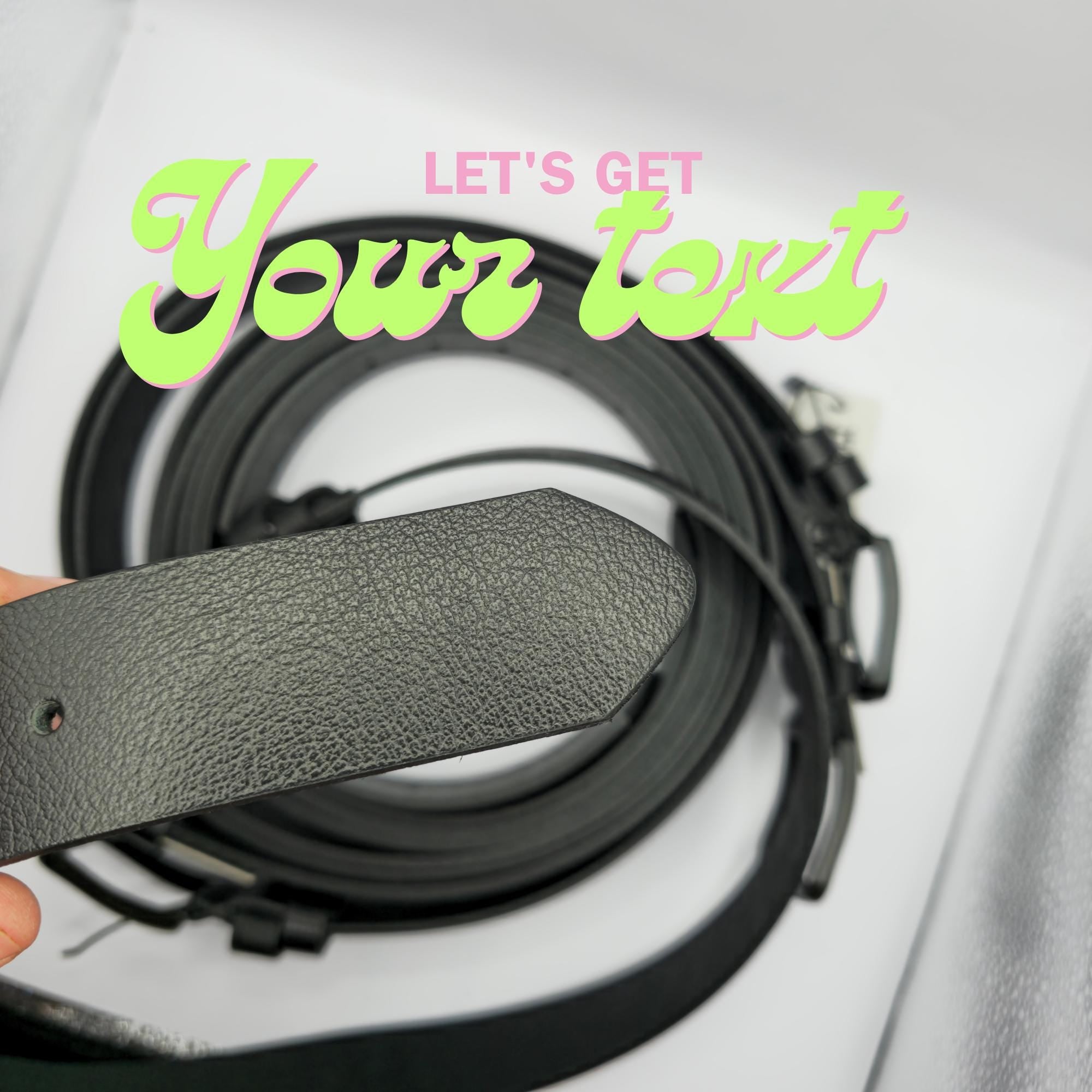 Personalized Black Leather Belt, Custom Engraved Anniversary Gift