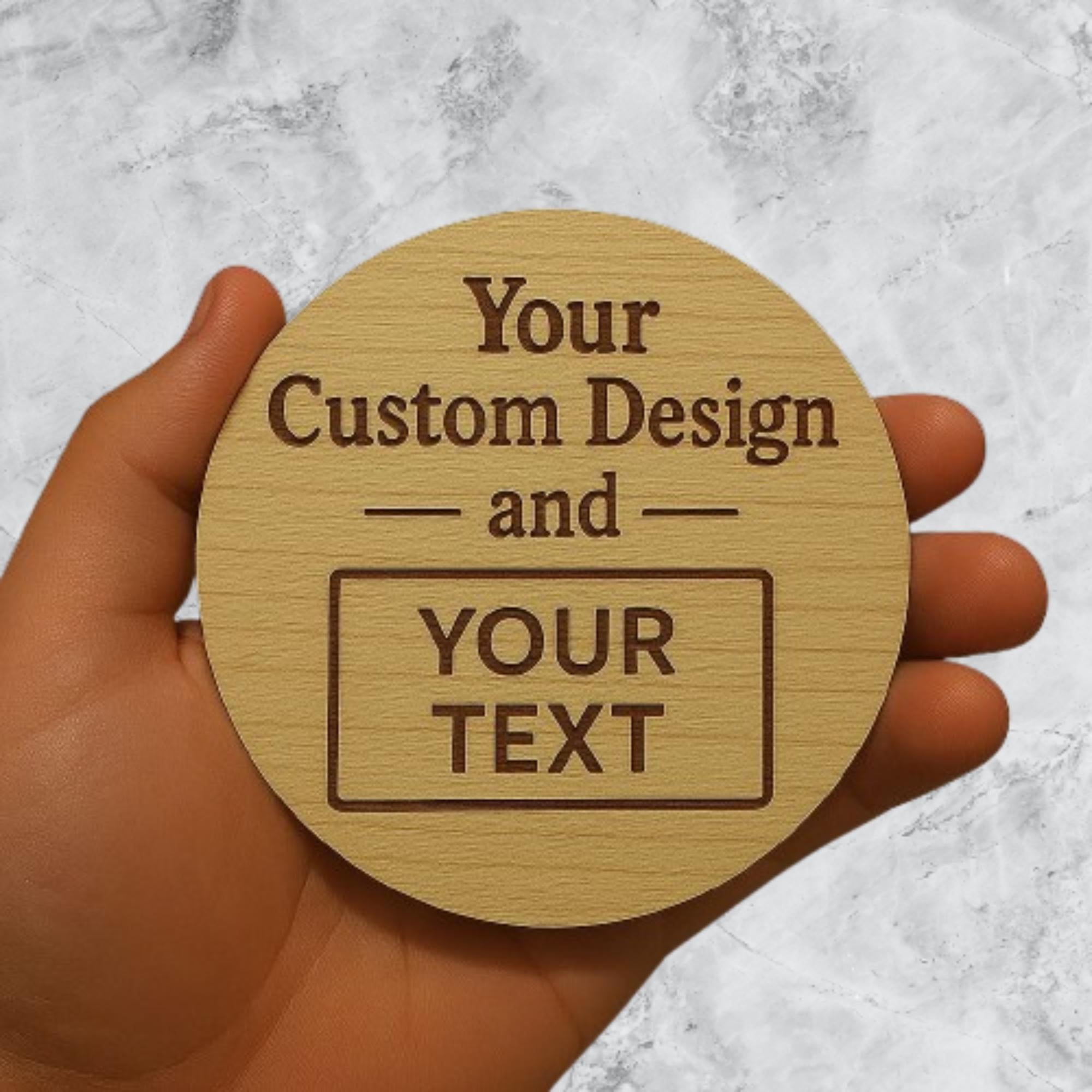 Engraved Wooden Coaster – Personalized Round Design, Housewarming Gift