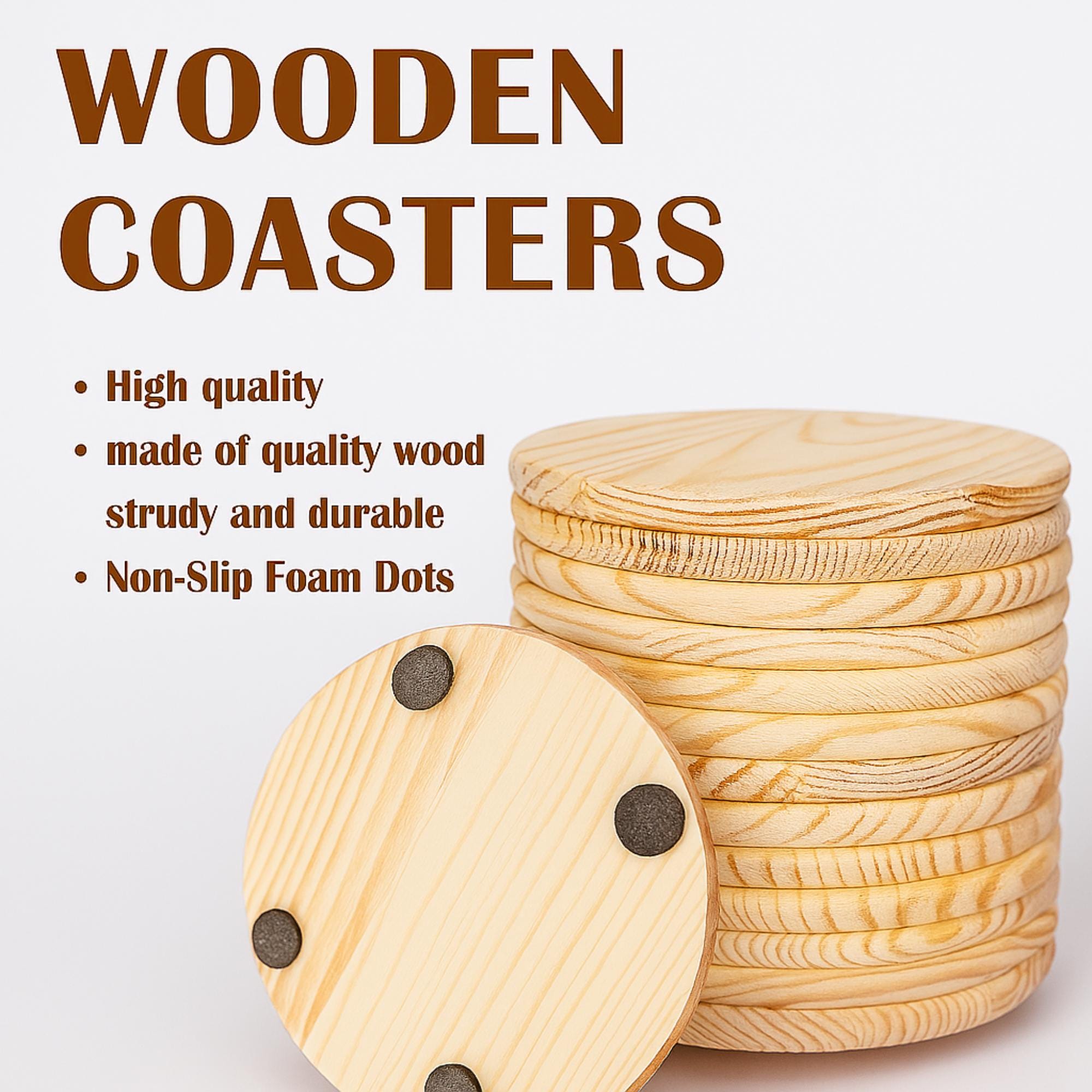 Engraved Wooden Coaster – Personalized Round Design, Housewarming Gift