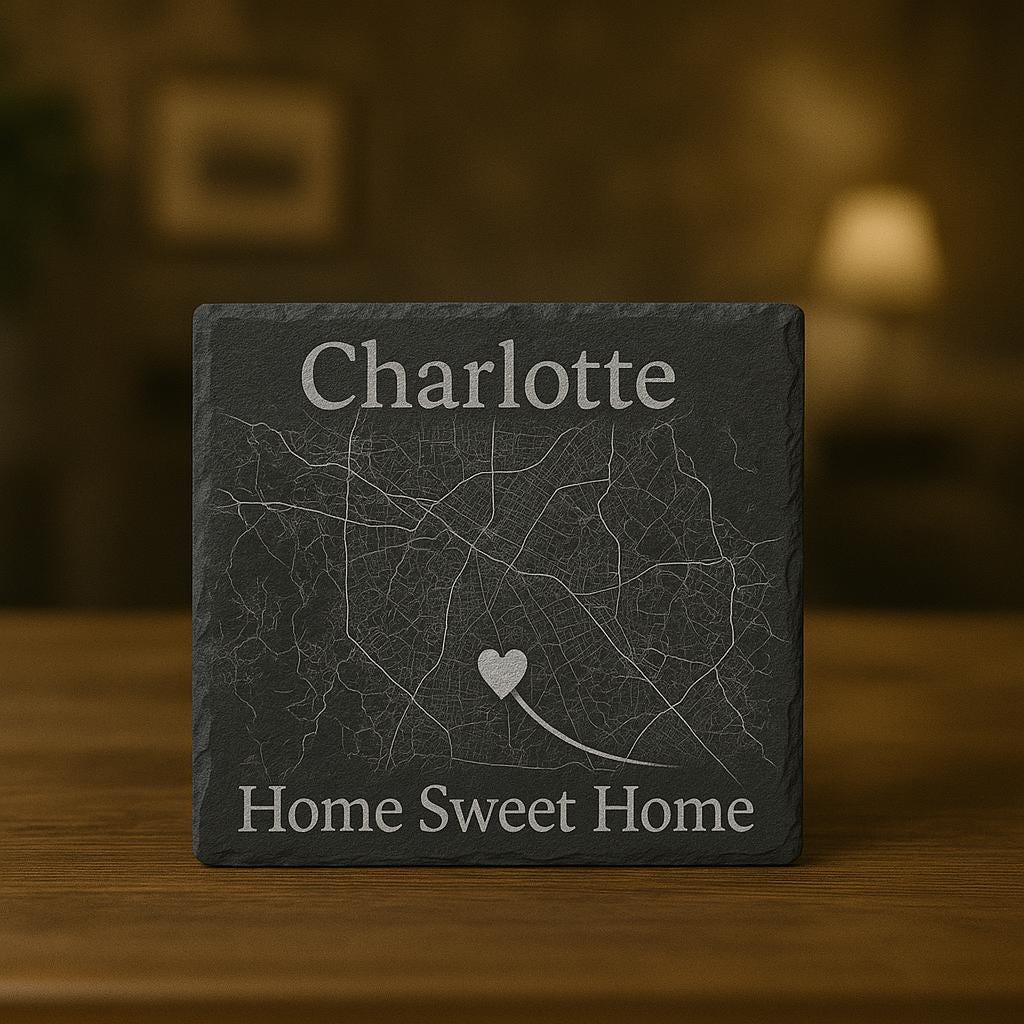 Custom Engraved City Map Slate Coasters, Personalized Anniversary Gift