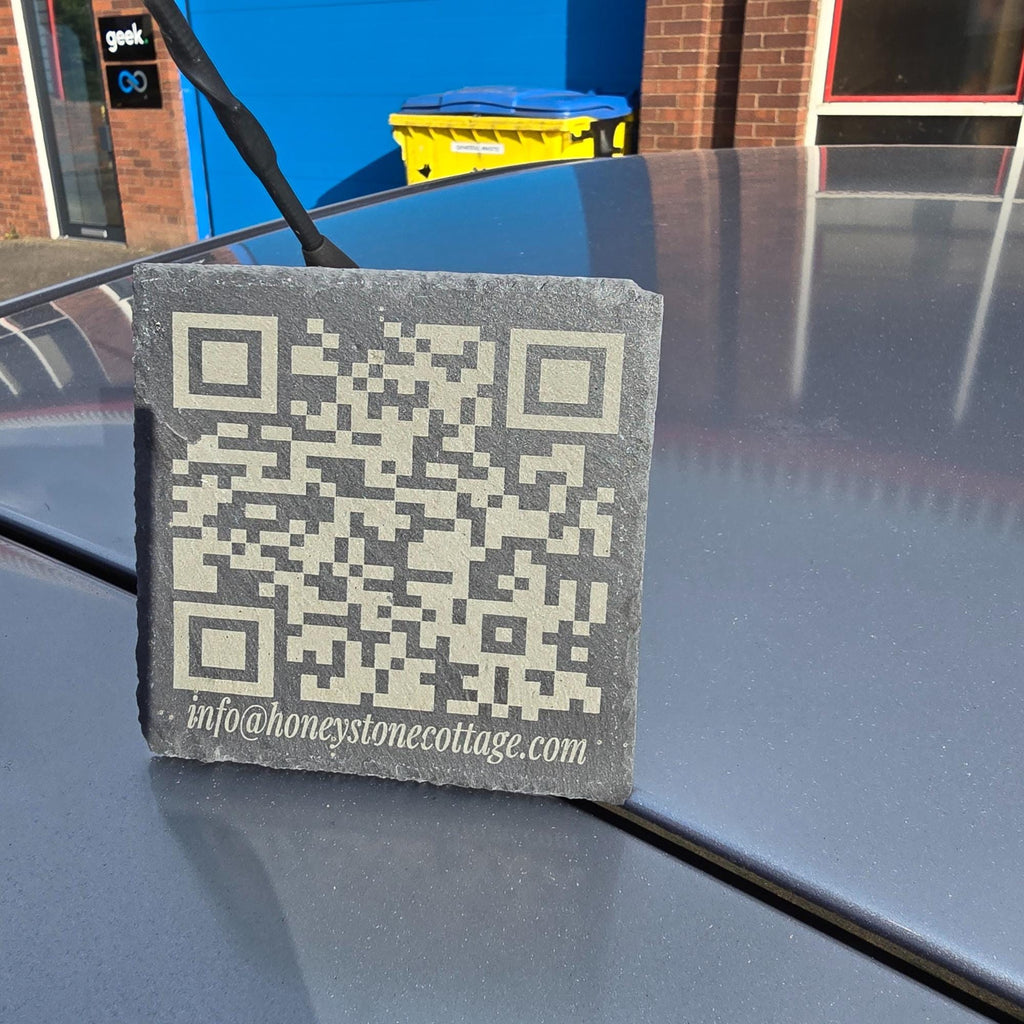 Engraved WiFi QR Code Slate Coaster – Scan to Connect