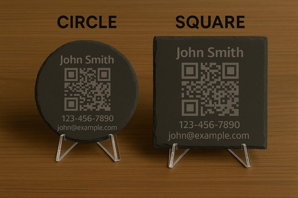 Custom Contact QR Code Slate Coaster – Personalized Engraved Networking Gift for Professionals & Business Owners