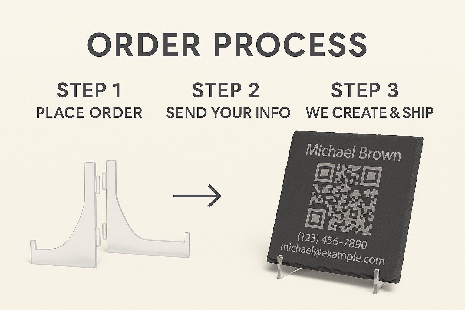 Custom Contact QR Code Slate Coaster – Personalized Engraved Networking Gift for Professionals & Business Owners