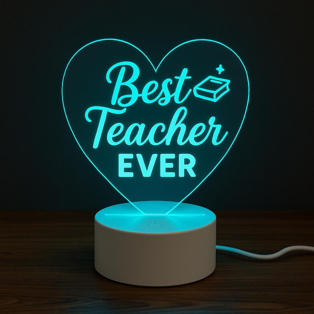 Custom LED Desk Name Plate: Engraved Acrylic Teacher Sign