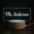 Custom LED Desk Name Plate: Engraved Acrylic Teacher Sign