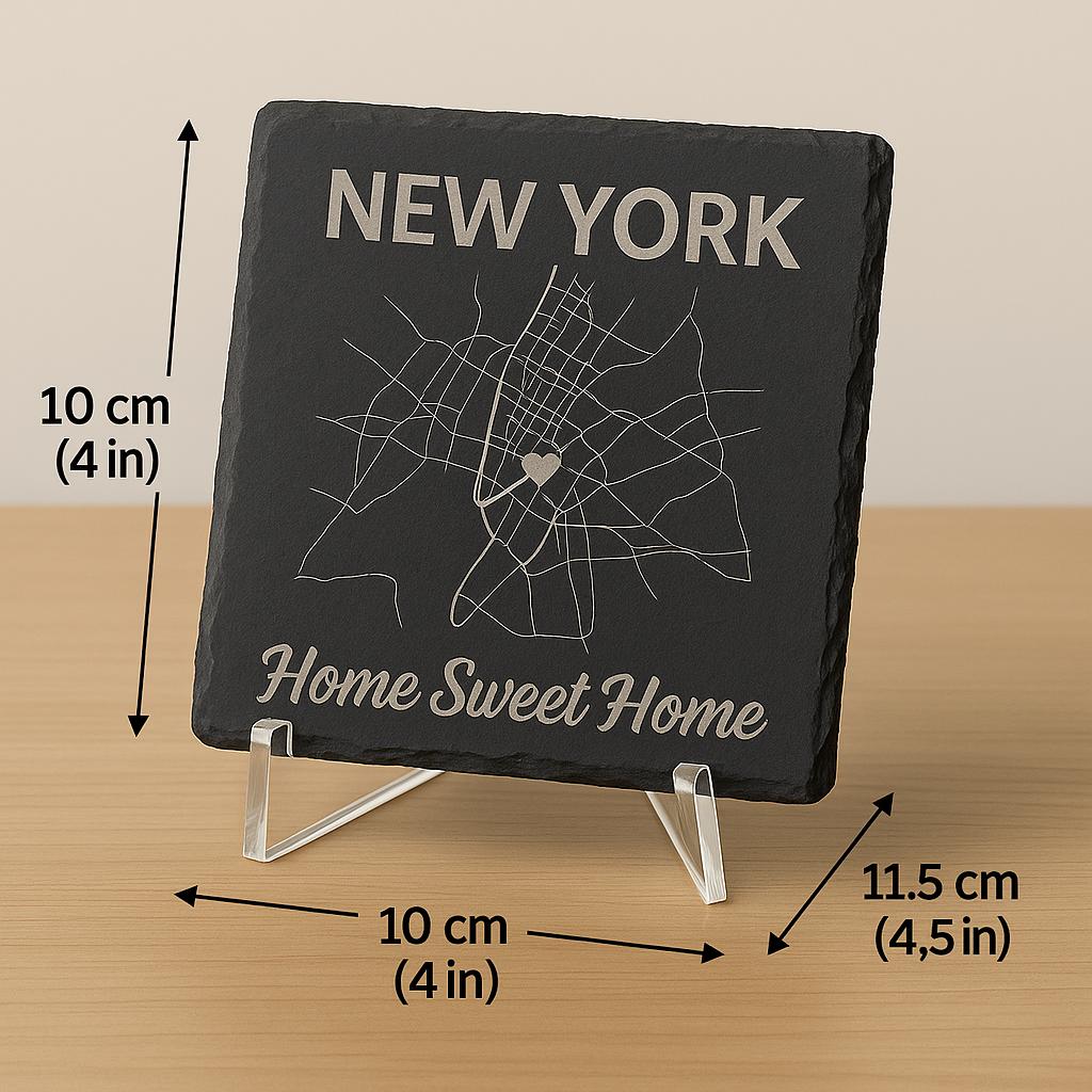 Custom City Map Slate Coaster: Personalized Location Engraving