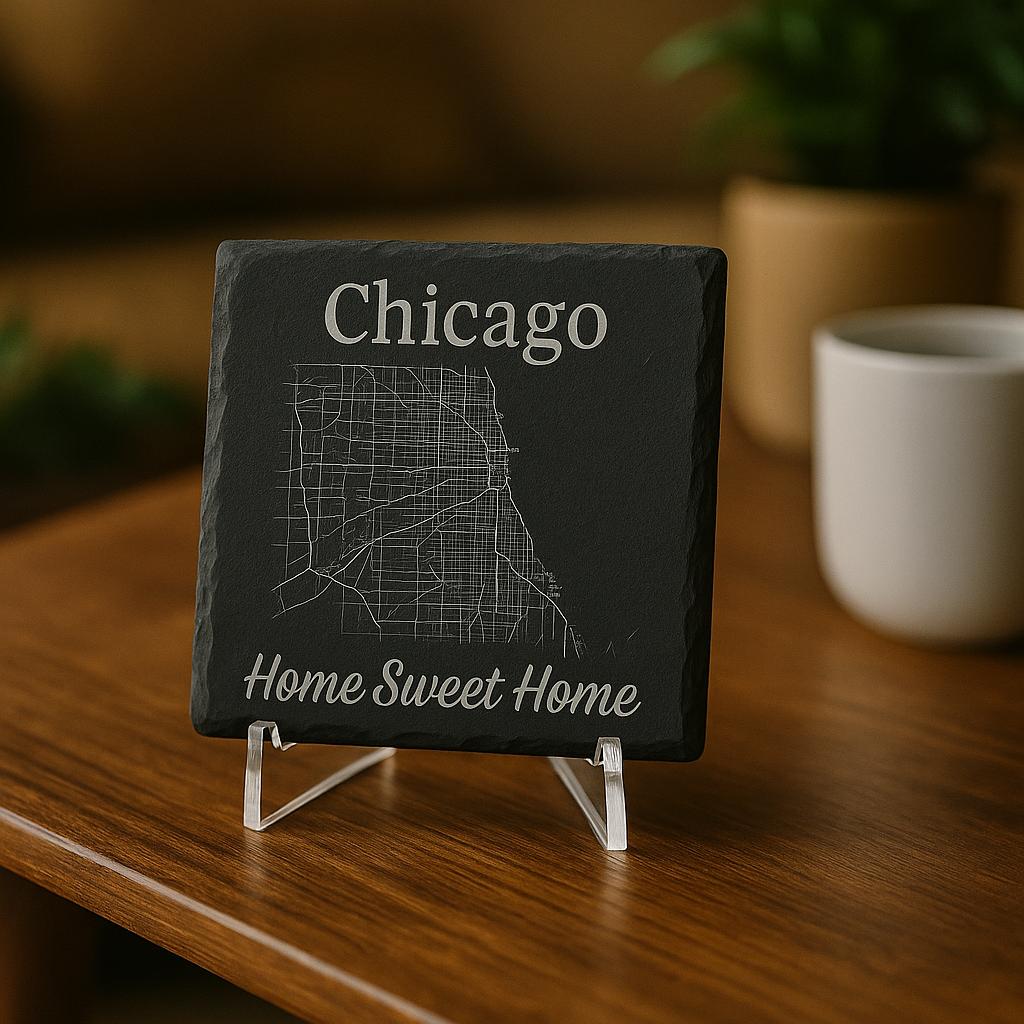 Custom City Map Slate Coaster: Personalized Location Engraving