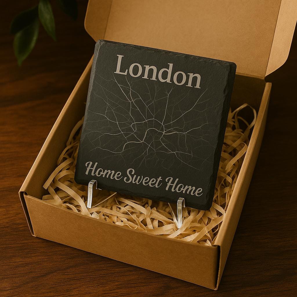 Custom City Map Slate Coaster: Personalized Location Engraving