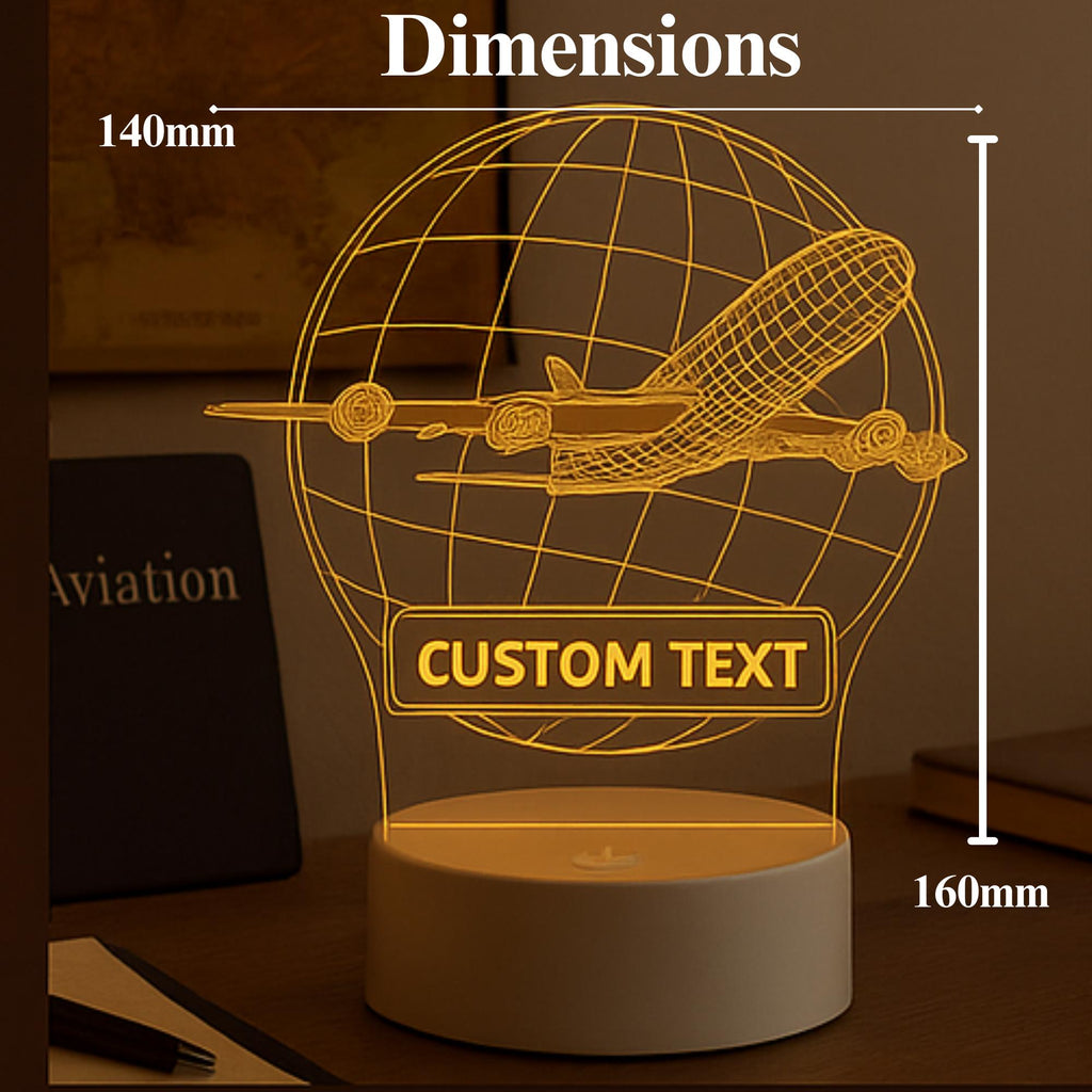 Personalized Airplane LED Night Light: Custom Engraved Acrylic Desk Lamp