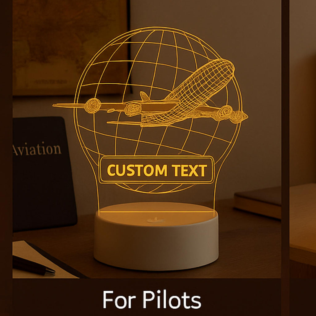 Personalized Airplane LED Night Light: Custom Engraved Acrylic Desk Lamp