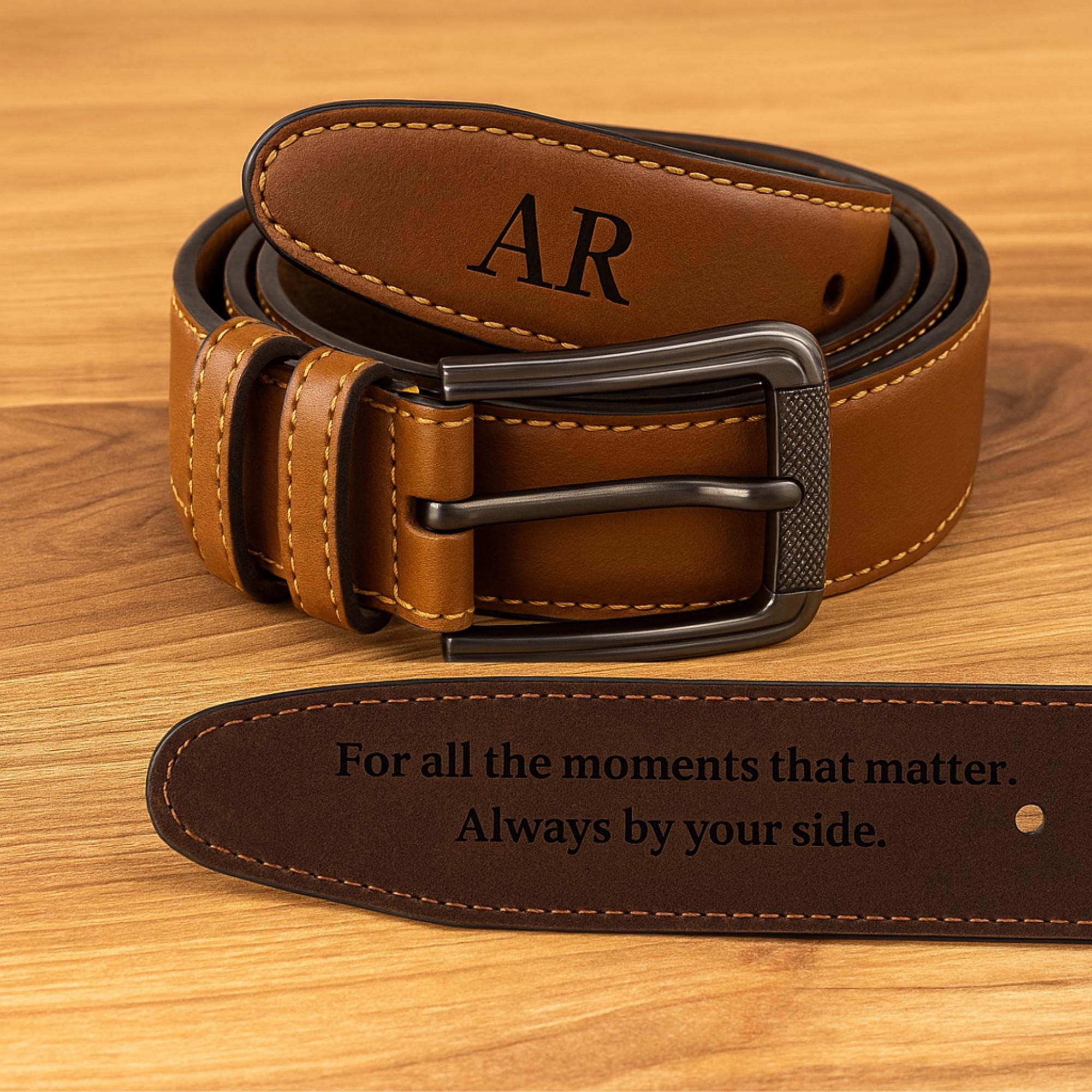 Personalized Leather Belt for Husband: Engraved Anniversary Gift