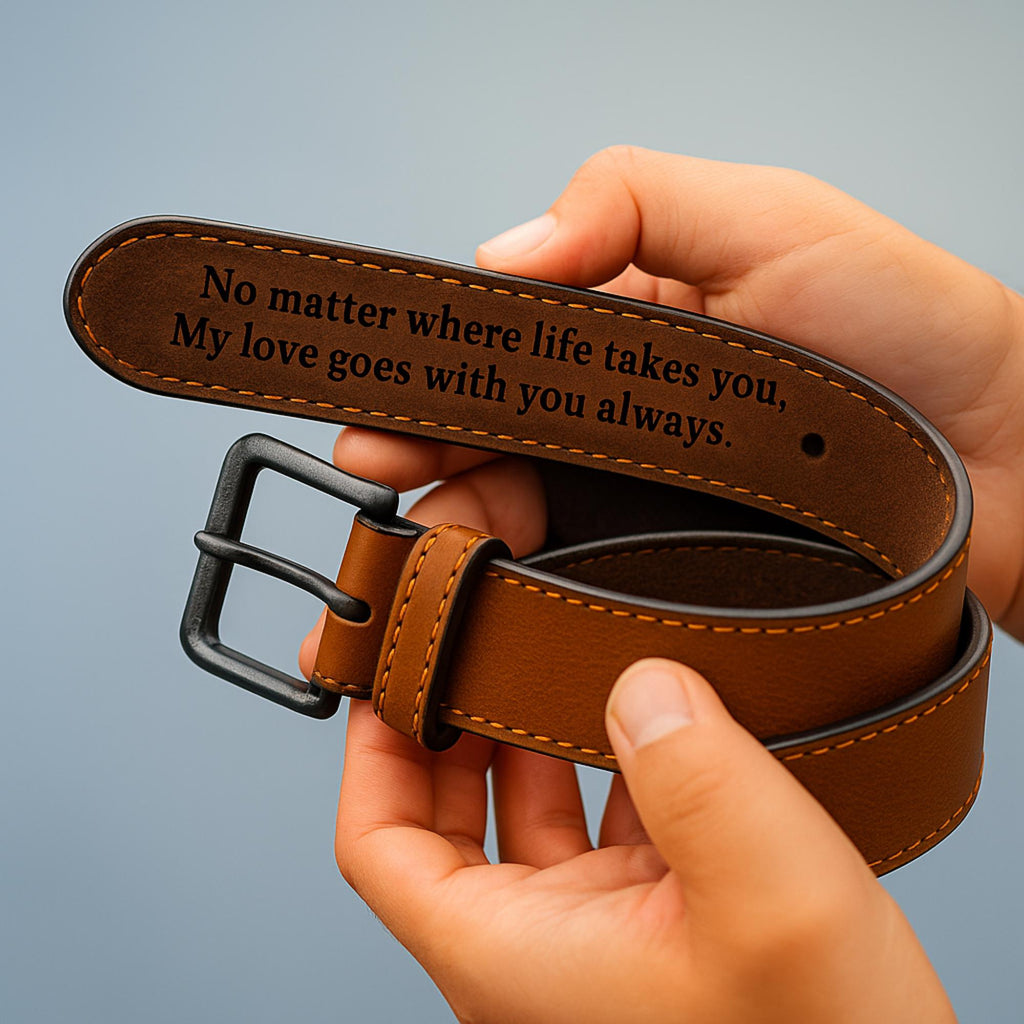 Personalized Leather Belt for Him: Custom Engraved Anniversary Gift