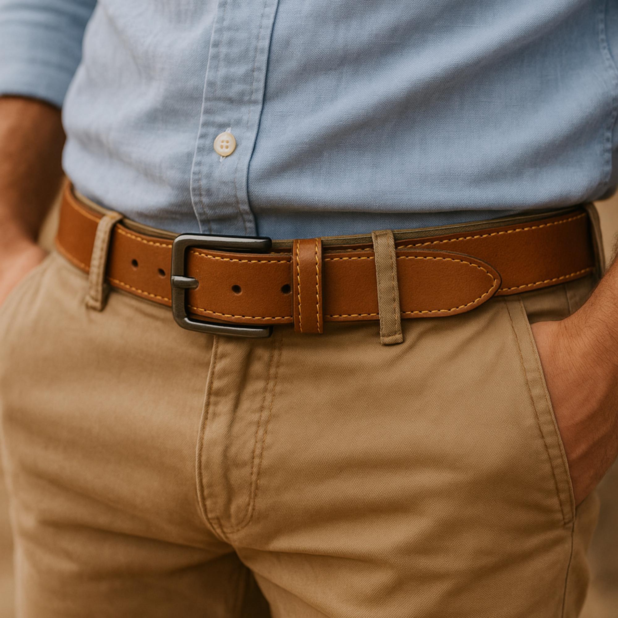 Personalized Leather Belt for Him: Custom Engraved Anniversary Gift
