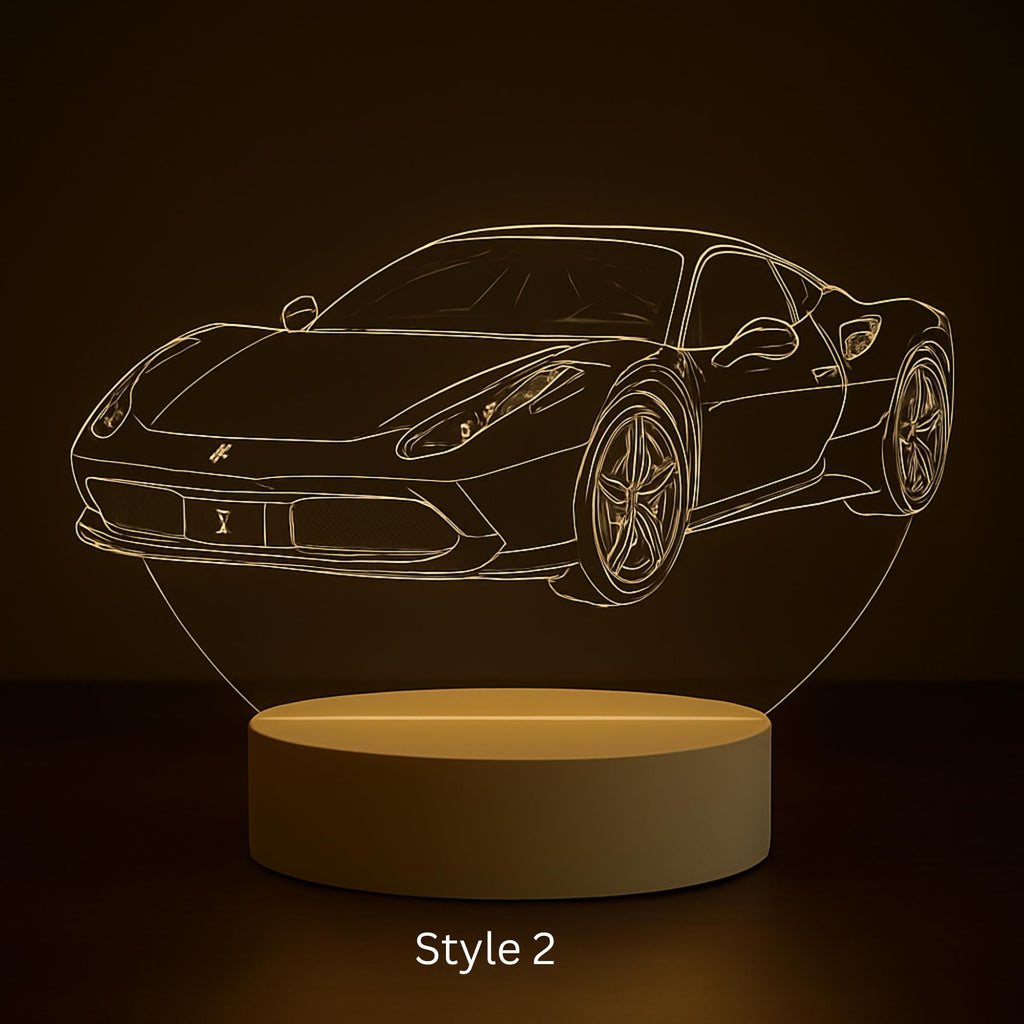 Personalized Ferrari LED Lamp: Custom Name Racing Car Night Light