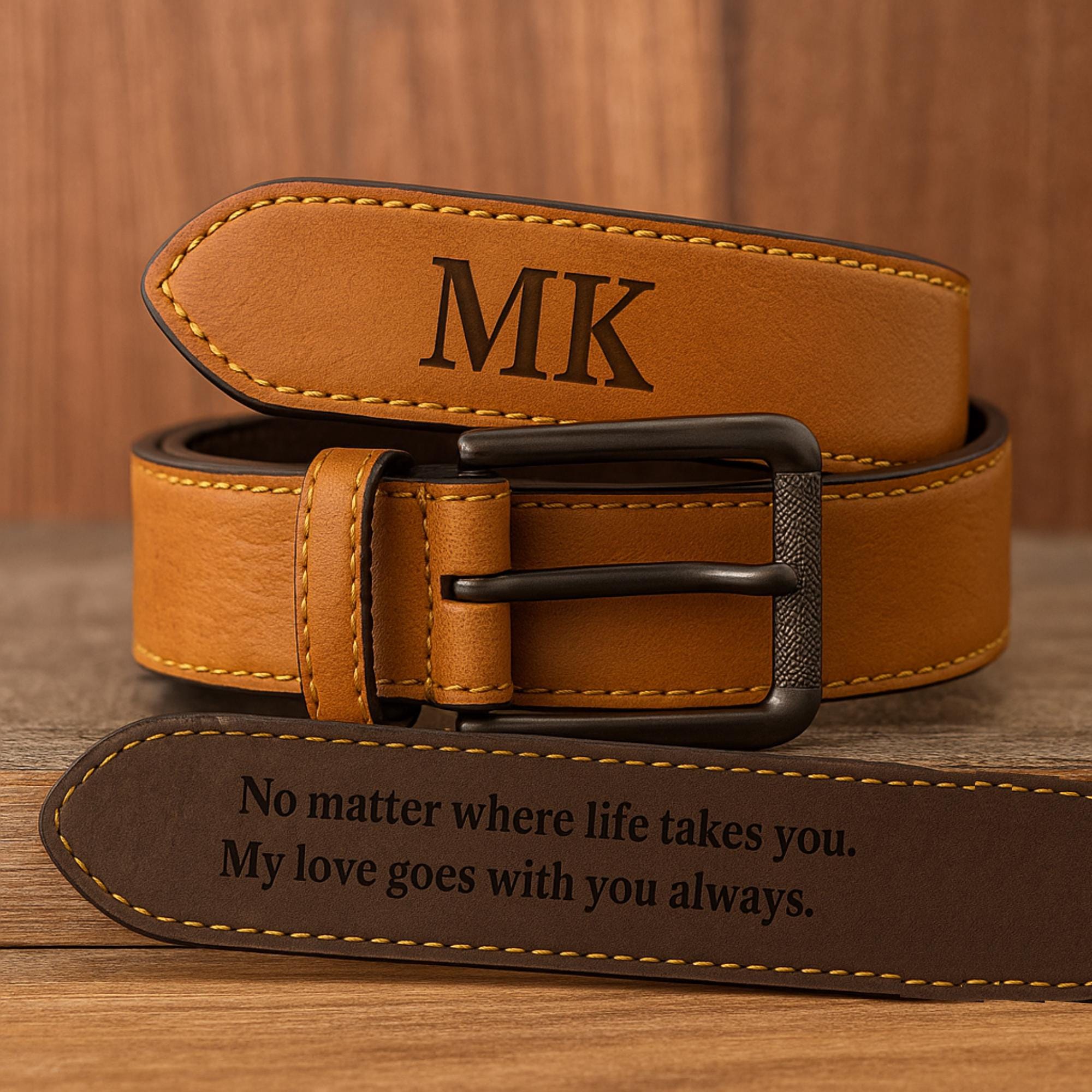 Personalized Leather Belt for Husband: Engraved Anniversary Gift