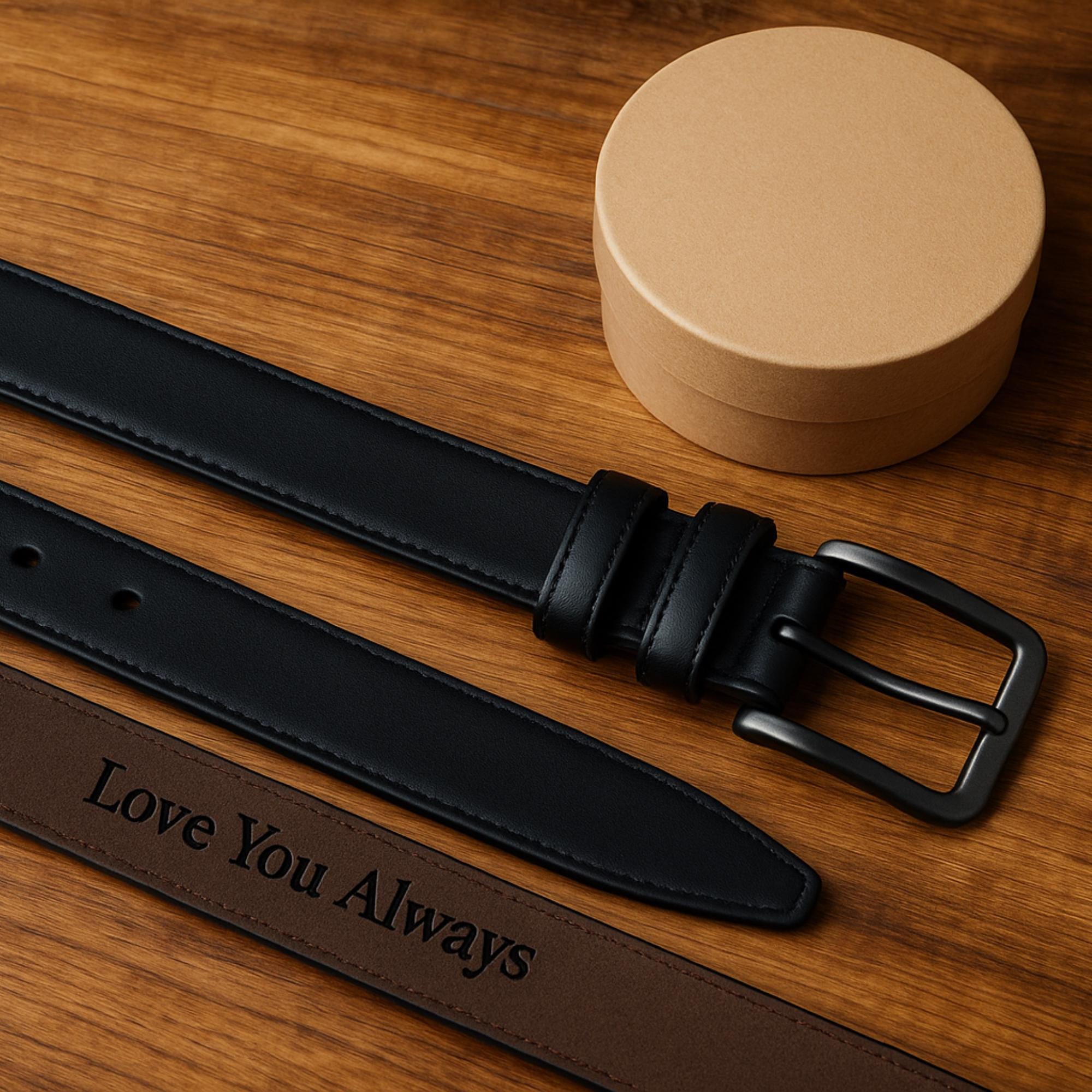Personalized Leather Belt for Him: Custom Engraved Anniversary Gift